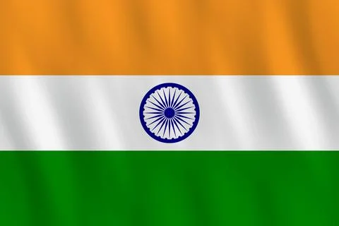 India flag with waving effect, official proportion. Stock Illustration