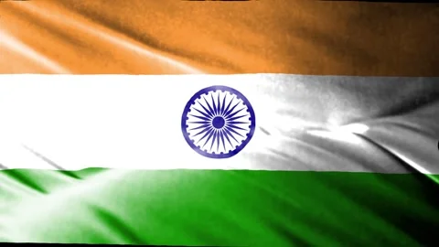India Flag Waving Glossy Silk Texture, Indian Tricolor National Flag 库存影片 343365832