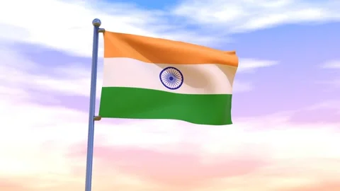 India Flag waving in the high wind Stock Footage 154375744