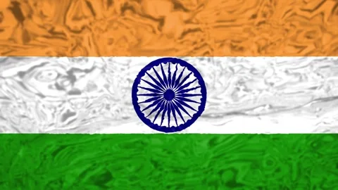 India Flag Waving Liquid Refraction Surface Loop Animation 스톡 동영상 343234413