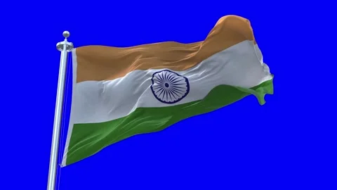 India Flag Waving in Loopable and Textured green screen background Stock Footage 296876759