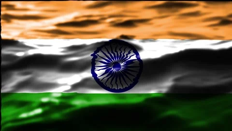 India Flag Waving Motion Animation Real Water Ripple Texture 库存影片 343234407