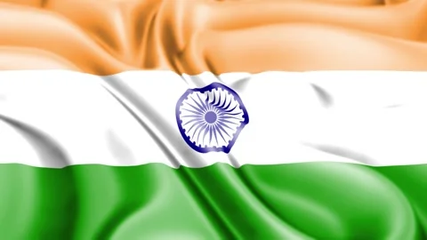 India Flag Waving Satin Silk Texture, Indian Tricolor National Flag 库存影片 343369411