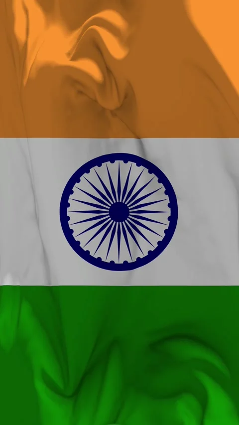 India Flag Waving in Slow Motion Loop Animation, Vertical Format Stock Footage 337819620