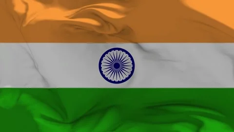 India Flag Waving in Slow Motion Loop Animation Stockbeeldmateriaal 338179724