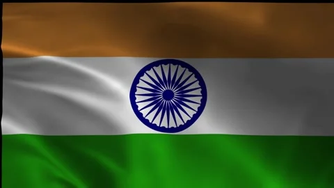 India Flag Waving in Slow Motion Close Up, Seamless Loop Indian Tricolor 库存影片 343110016