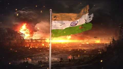 India flag waving in war is torn Vidéo 346008410