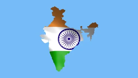 India flag waving in wind and zoom to reveal the Country Border Map animation Stock Footage 322522597