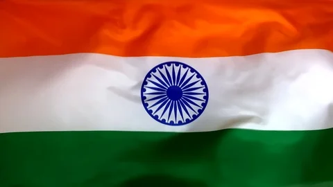 India flag waving in the wind close-up Stock Footage 125288374