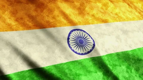 India Flag waving in the wind grunge version Stock Footage 236411717