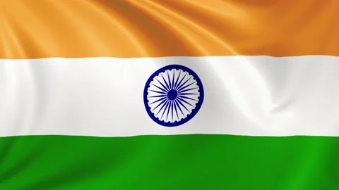 India flag waving in the wind with high quality texture in 4K Vídeo Stock 130436184