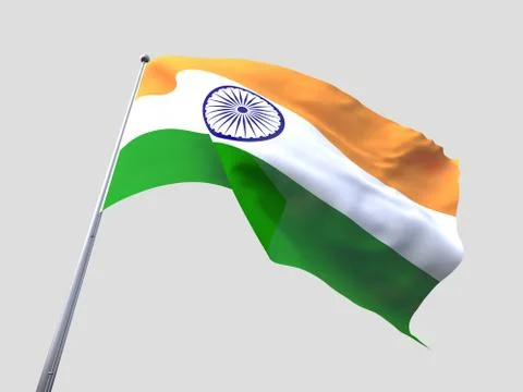 India flying flag isolate on white background. Stock Illustration