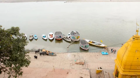 India-Ganges Time Lapse from above Stock Footage 39485527
