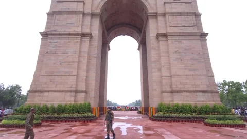 India Gate and Amar Jawan Jyoti Eternal Flame Stock Footage 320383248