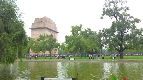 India Gate and Amar Jawan Jyoti Eternal Flame Stock Footage 320385282