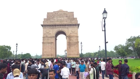 India Gate and Amar Jawan Jyoti Eternal Flame Stock Footage 320386169