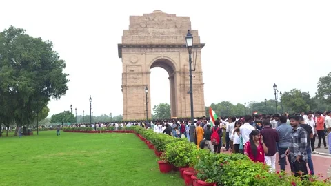India Gate and Amar Jawan Jyoti Eternal Flame Vídeos de archivo 320386459