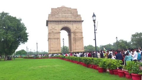 India Gate and Amar Jawan Jyoti Eternal Flame Vídeos de archivo 320386696