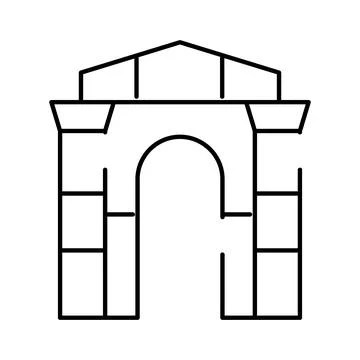 India gate arch monument line art icon Stock Illustration