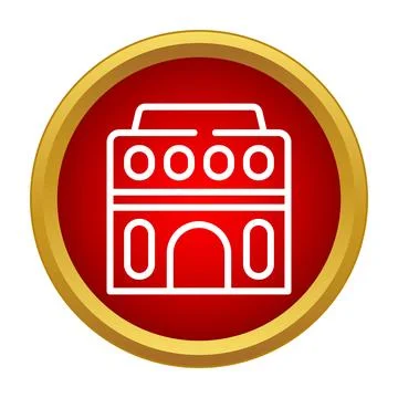 India gate landmark icon in red circle Stock Illustration