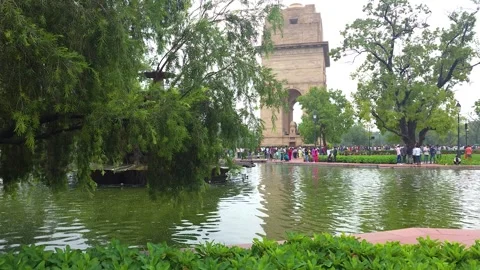 India Gate Lit Up for National Celebration Stock Footage 320384553