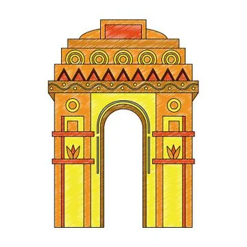 India gate monument scribble Ilustración de archivo