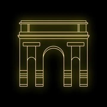 India gate neon glowing line art illustration Stock Illustration