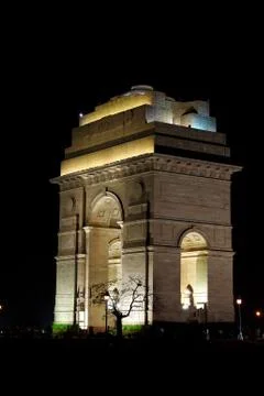 India Gate at night Stock Photos