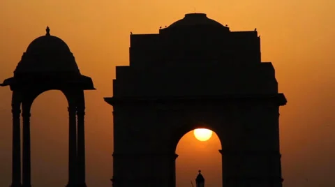India Gate Sun Set Video stock 36497586