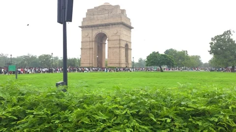 India Gate Under Starry Sky, Night Photography Delhi Vídeo Stock 320383625