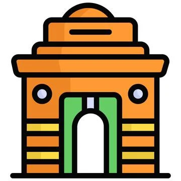 India gate vector colored outline icon. Hindu festival, Hindu celebration ico Ilustración de archivo
