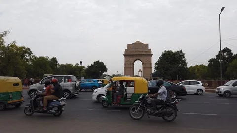 The India Gate  was originally called the All India War Memorial Stock Footage 112918797