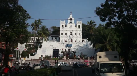 INDIA, GOA - 2012: India, Goa, Church of Mary Immaculate Conception in Panaji Stock Footage 45752252