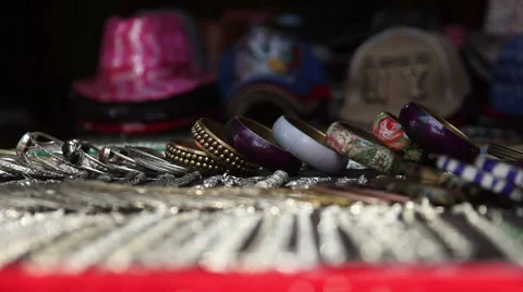 INDIA, GOA - 2012: Shop with bracelets in India Stock Footage 45591906