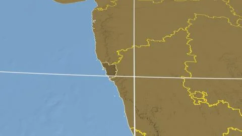 India - Goa outlined on bilevel map Stock Illustration