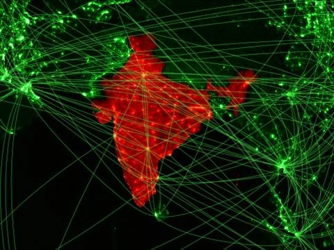India on green map Foto stock