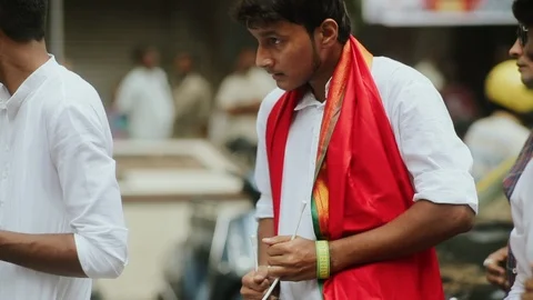 India. Guy Plays The Drum. Stock Footage 107193756