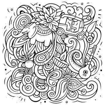 India hand drawn vector doodles illustration. Stock Illustration