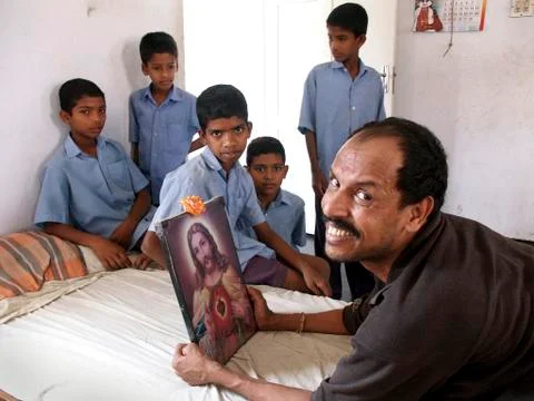 India henry physically disabled man male adoring Stock Photos