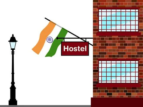 India Hostels Vector Illustration Stock-Illustration