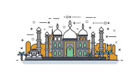 India icon linear style Stock Illustration