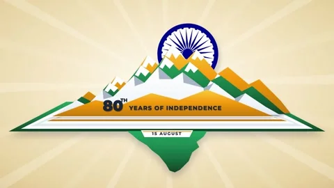 India independence day celebration with map and tricolor mountains. 4K Stock Footage 340514735