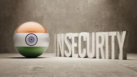 India. Insecurity Concept. Stock Illustration