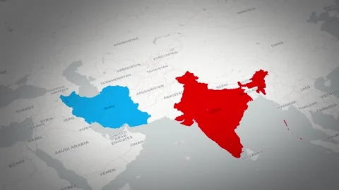 India Iran Map Animation South Asia and Middle East Connection Stock Footage 312250246