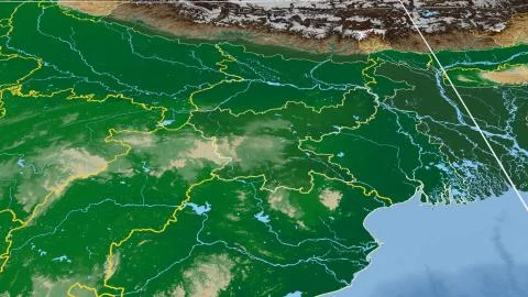 India - Jharkhand outlined on physical map Illustrazione stock