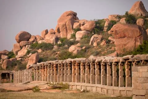 India, Karnataka, Achyuta Rayas Temple in Hampi Stock Photos