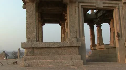 India Karnataka monkey Hampi Stock Footage 22070338