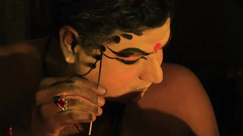 India, kathakali actor make up Video stock 57240202