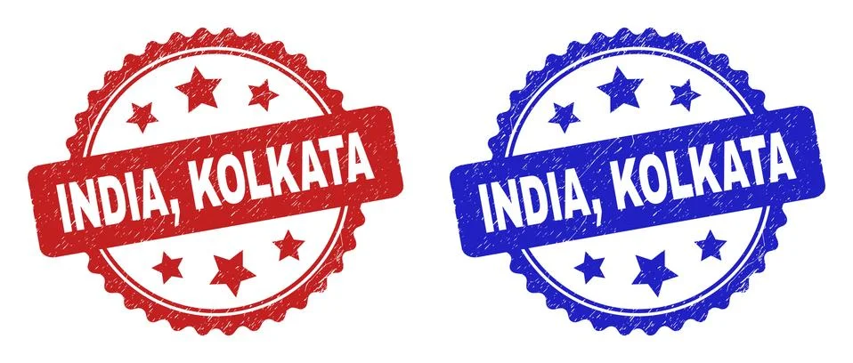 INDIA, KOLKATA Rosette Seals Using Unclean Surface Stock Illustration