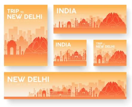 India landscape vector banners set. Vector design illustration concept Stock Illustration